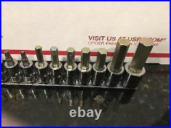 Snap on Torx and Hex Allen 3/8 drive socket set on a rack