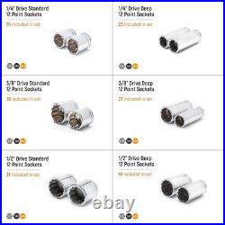 Socket Set 176 Piece 1/4 3/8 1/2 Drive 12 Point SAE Metric GEARWRENCH Standard