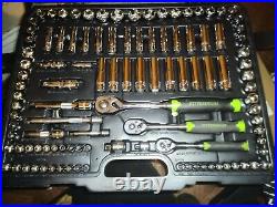 Socket Set SAE & Metric 225 Piece Tool Kit 1/4 3/8 1/2 Drive Wrench Deep New Car