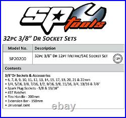 Sp Tools Socket Set 32pc 3/8dr 12pt Metric/sae (sp20200)