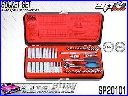Sp Tools Socket Set 43pc 1/4dr 12pt & 6pt Metric/sae (sp20101)