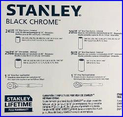 Stanley 123 Piece Mechanics Black Chrome Tool Set Standard SAE MM Hard Case NEW