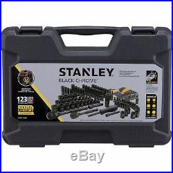 Stanley 123 Piece Mechanics Tool Set Chrome Standard SAE Metric Hard Case Garage