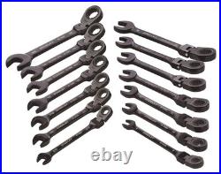 Stanley 14-Piece Flex Head Ratcheting Wrench Set SAE/Metric Black Chrome