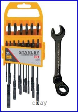 Stanley 14-Piece Flex Head Ratcheting Wrench Set SAE/Metric Black Chrome