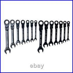Stanley 14-Piece Flex Head Ratcheting Wrench Set SAE/Metric Black Chrome