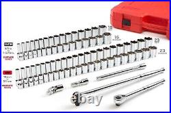 TEKTON 1/2 Inch Drive 6-Point Socket and Ratchet Set, 84-Piece SAE/METRIC