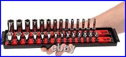 TEKTON 1/4 Inch Drive 6-Point Socket Set with Rails, SAE / MM 50-Piece -SHD90215