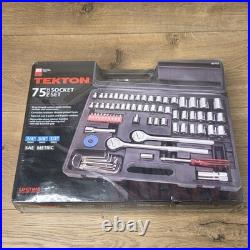 TEKTON 75 Piece Socket Set SAE Metric 1/4 3/8 1/2 Drive New