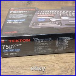 TEKTON 75 Piece Socket Set SAE Metric 1/4 3/8 1/2 Drive New