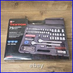 TEKTON 75 Piece Socket Set SAE Metric 1/4 3/8 1/2 Drive New