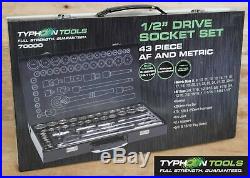 TYPHOON TOOLS 1/2 Drive Socket Set 43 Piece AF & Metric Lifetime Warranty