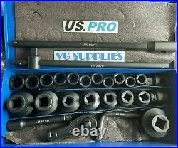 US PRO Tools 26PC 3/4 & 1 Impact Socket Set With Ratchet 21mm-65mm NEW 3735