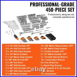 VEVOR Mechanics Tool Set and Socket Set 1/4in 3/8in 1/2 in Drive Sockets 450Pcs VEVOR Mechanics Tool Set and Socket Set 1/4in 3/8in 1/2 in Drive Sockets 450Pcs