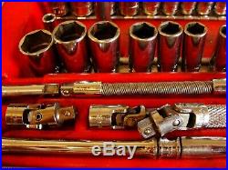 Vintage 37Pc Snap On 1/4 Drive 6Pt Socket Set SAE & Metric Withcase & Accessories