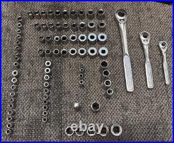 Vintage Craftsman USA Socket Set 3 Raised Panel Ratchets 1/4 3/8 1/2 SAE Metric