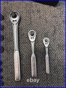 Vintage Craftsman USA Socket Set 3 Raised Panel Ratchets 1/4 3/8 1/2 SAE Metric