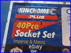Vintage Kincrome 40 Piece Af/metric Socket Set (13425p) 1/2 Square Drive