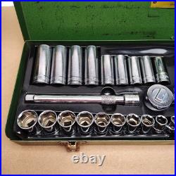 Vintage SK 3/8 Drive Shallow Deep SAE & Metric Socket Set with Case 38 Piece USA