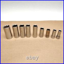 Vintage SK 3/8 Drive Shallow Deep SAE & Metric Socket Set with Case 38 Piece USA