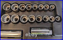 Vtg Craftsman 1/4 & 3/8 Drive 51pc SAE & Metric Socket Set + 1/4 Ratchet USA