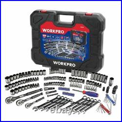 WORKPRO 164-piece Mechanics Tool Kit Black Oxide Coating Drive Socket Set w
