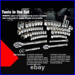 WORKPRO 408 Piece Mechanics Tool Set Socket Wrench Set With Heavy Duty Metal Box WORKPRO 408 Piece Mechanics Tool Set Socket Wrench Set With Heavy Duty Metal Box