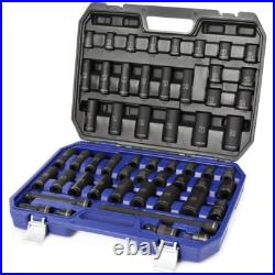 WORKPRO 55PC 1/2 Drive Deep Shallow Impact Socket Set SAE Metric 6 Point Socket