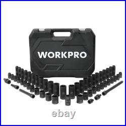 WORKPRO 55PC 1/2 Drive Deep Shallow Impact Socket Set SAE Metric 6 Point Socket