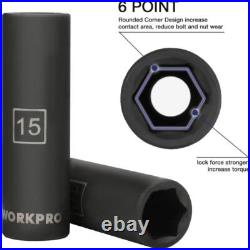 WORKPRO 55PC 1/2 Drive Impact Socket Set withExtension Bars SAE Metric Tools NEW