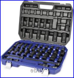 WORKPRO 55-piece 1/2 Drive Impact Socket Set SAE and Metric Sockets Cr-V Steel