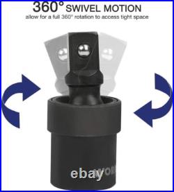 WORKPRO 55-piece 1/2 Drive Impact Socket Set SAE and Metric Sockets Cr-V Steel