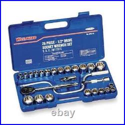 Westward 4Pm03 1/2 Drive Socket Wrench Set Sae, Metric 26 Pieces 14 Mm To 32