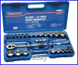 Westward 4Pm03 1/2 Drive Socket Wrench Set Sae, Metric 26 Pieces 14 Mm To 32