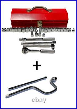 Wright Tools (32 Piece) 3/8in Drive, SAE + Metric Socket Set with Metal Tool Box