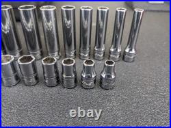#bm417 Snap On 44 Piece 1/4 Metric & SAE General Service Socket Set 144TMPBFR